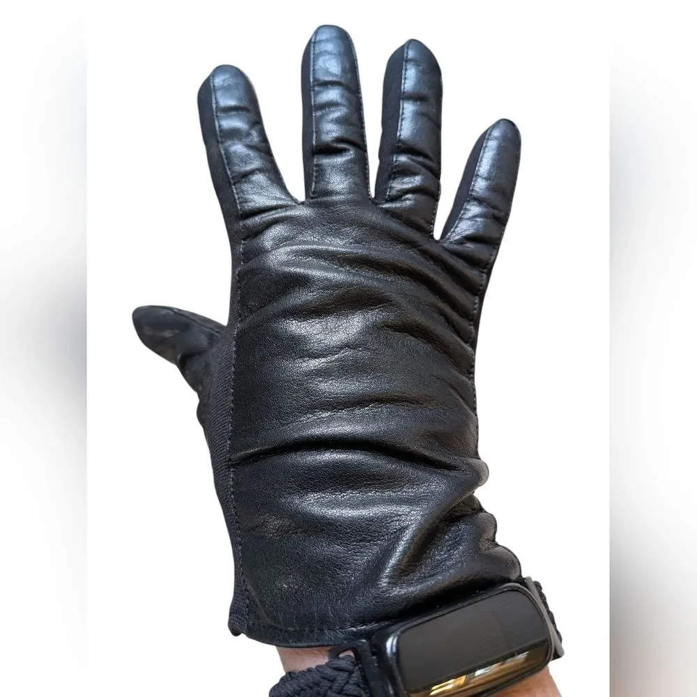 Vintage Genuine Leather Wool Lined Gloves Japan